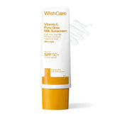 WishCare Vitamin C Pure Glow Milk Sunscreen with SPF 50 PA++++ In-Vivo Tested | Glowing Skin with Broad Spectrum Protection | Ultra Lightweight, Oil Free & No White Cast | For All Skin Types | 50ml