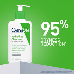 CeraVe Hydrating Cleanser For Normal To Dry Skin (236ml) - Non-Foaming Face Wash with Hyaluronic Acid And Ceramides | Non-Comedogenic, Non-Irritating And Fragrance-Free Cleanser