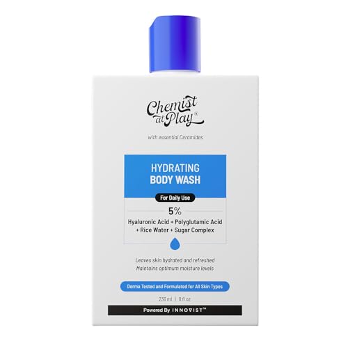 Chemist at Play Hydrating Body Wash | With 5% Hyaluronic Acid Bodywash for Intense Hydration | Reduces Flakes & Itchiness | For Dry Skin | Polyglutamic Acid & Hyaluronic Acid | Unisex | 236ml
