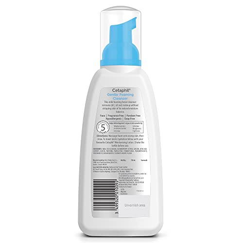 Foaming Face Wash By Cetaphil, Gentle Foaming Cleanser for All Skin Types - 236 ml| Foaming Face Wash with Vitamin E, B5| Dermatologist Recommended| Paraben, Sulphate Free
