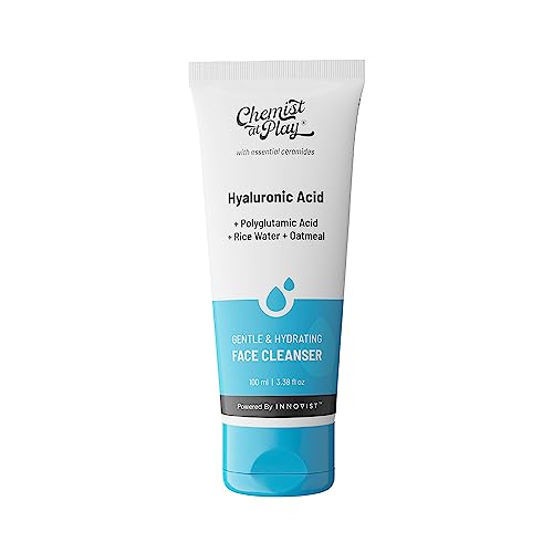 Chemist at Play Gentle & Hydrating Face Cleanser | Hydrates Dull & Dry Skin | Enriched with Vitamin E, Rice Water & Oatmeal | Removes Excess Oil & Dirt | For All Skin Types | For Men & Women | 100ml