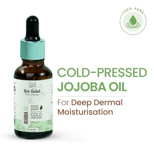 Nat Habit Cold Pressed 100% Pure Jojoba Oil for Skin & Hair With Vitamin E, Omega-9, Mineral Free - (30ml)