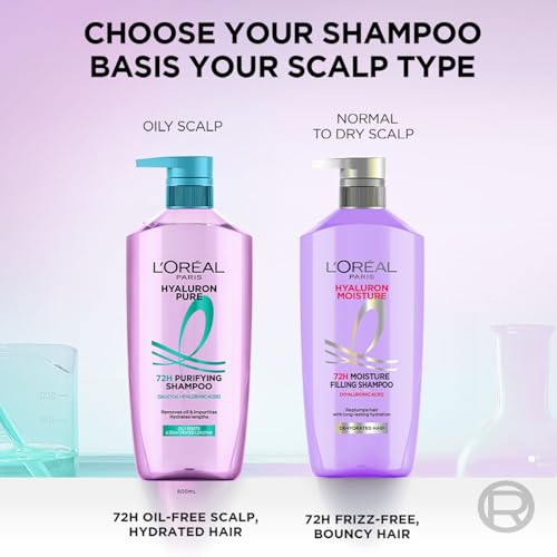 L'Oreal Paris Hyaluron Moisture 72Hr Filling Shampoo With Hyaluronic Acid, For Frizz-Free, Hydrated And Bouncy Hair Full Of Life | 800 Ml
