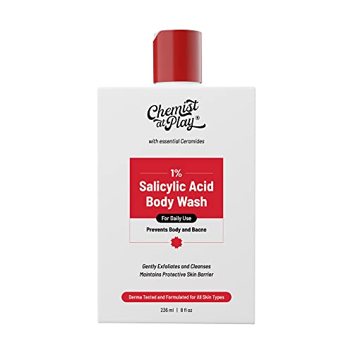 Chemist at Play 1% Salicylic Acid Body Wash 236ml | Paraben & SLS Free | Gentle Exfoliating Shower Gel | Prevents Body Acne, Bumpy Skin & Deep Cleanses Skin