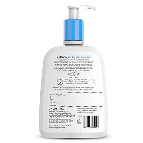 Cetaphil Paraben, Sulphate-Free Gentle Skin Hydrating Face Wash Cleanser with Niacinamide, Vitamin B5 for Dry, Normal Sensitive Skin - 500 ml