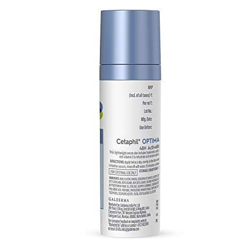 Cetaphil Optimal Hydration Lightweight Serum 30 ml | Fast absorbing | Hyaluronic Acid, Blue Daisy extract, Vitamin B5 | Dermatologist Recommended for Sensitive Skin