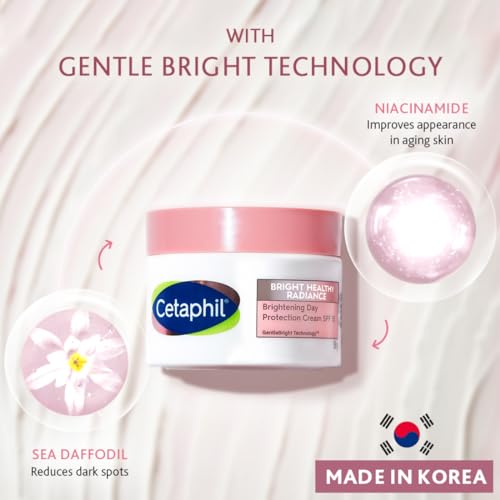 Cetaphil Brightening Day Protection Cream SPF 15-50 g| Day Cream for Dark Spots, Uneven Skin Tone| Niacinamide, Sea Daffodil| Fragrance-Free|