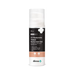 The Derma Co 1% Hyaluronic Tinted Sunscreen Gel with SPF 60 PA++++ | No White Cast | Lightweight | Broad Spectrum Protection | 50 g