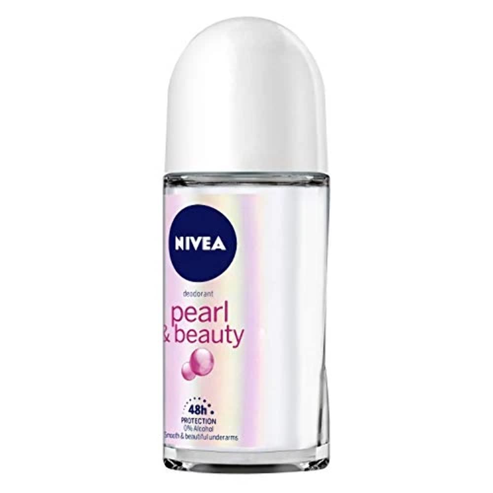 NIVEA Pearl and Beauty 50ml Deo Underarm Roll On | With Pearl Extracts & Avocado Oil | 72 H Long Lasting Floral Scent | 0% Alcohol and Dermat Approved | For Women