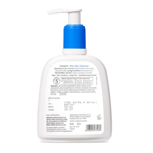 Cetaphil Oily Skin Cleanser, Daily Face Wash For Oily, Acne Prone Skin, Gentle Foaming, 250Ml