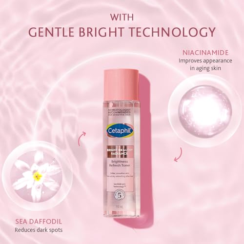 Cetaphil Bright Healthy Niacinamide Vitamin B3 Sea Daffodil Extract Radiance Refresh Toner Cream, - White, Pack of 150 ml