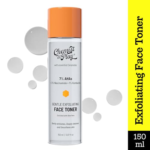 Chemist At Play Glycolic Acid Face Toner for Gentle Exfoliation & Skin Hydration | Formulated with 7% AHA, 3% Niacinamide & 1% Kombucha | 150ml