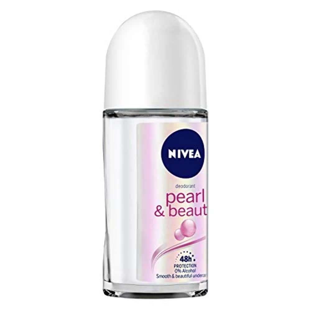 NIVEA Pearl and Beauty 50ml Deo Underarm Roll On | With Pearl Extracts & Avocado Oil | 72 H Long Lasting Floral Scent | 0% Alcohol and Dermat Approved | For Women