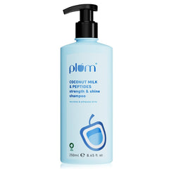 Plum Coconut Milk & Peptides Strength & Shine Shampoo | 22X Smoother Hair | With Coconut Milk & Pea Peptide | Smoothening & Strengthening | Paraben-Free, 100% Vegan, 250ml