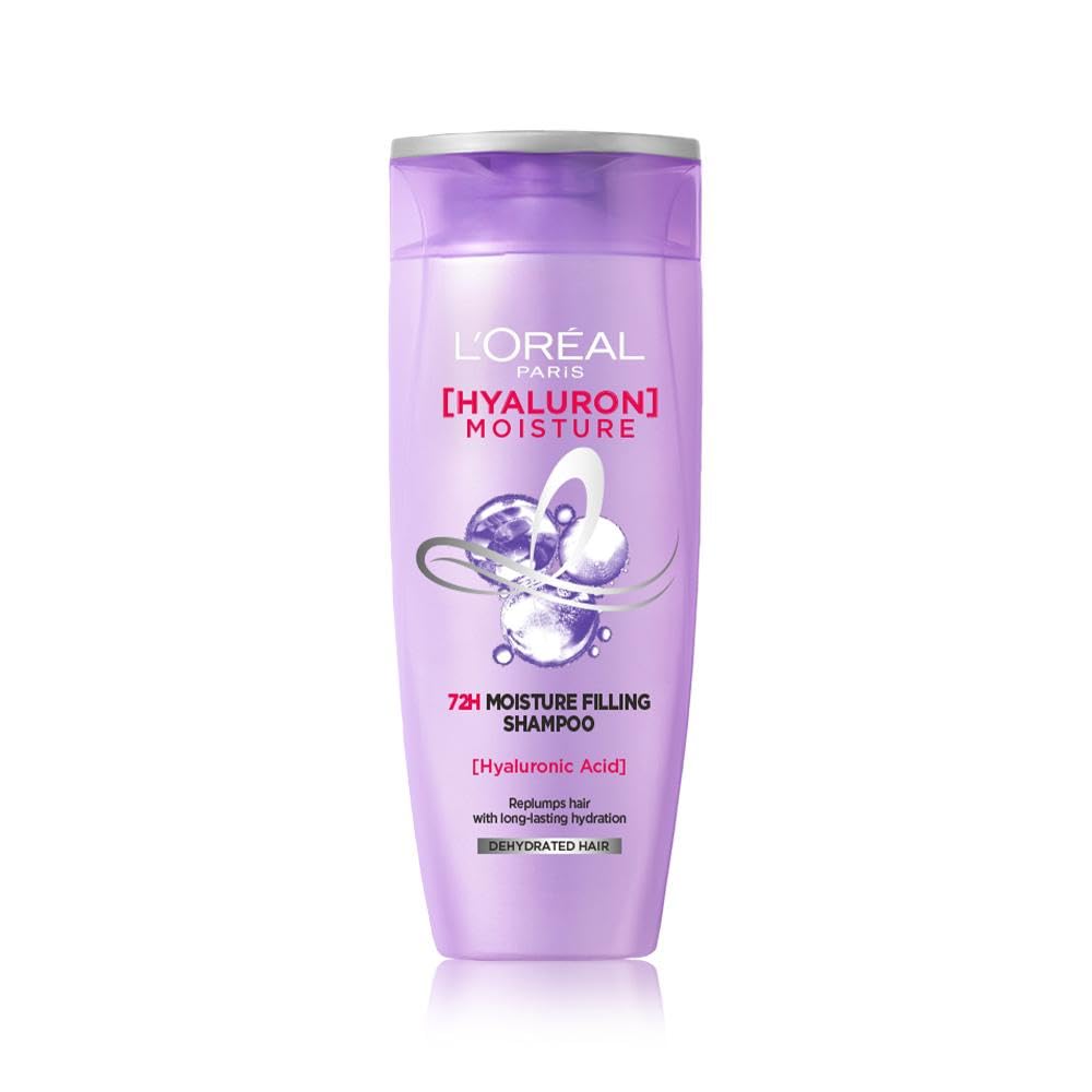 L Oréal Paris Moisture Filling Shampoo, With Hyaluronic Acid, For Dry & Dehydrated Hair, Adds Shine & Bounce, Hyaluron Moisture 72H, 340ml