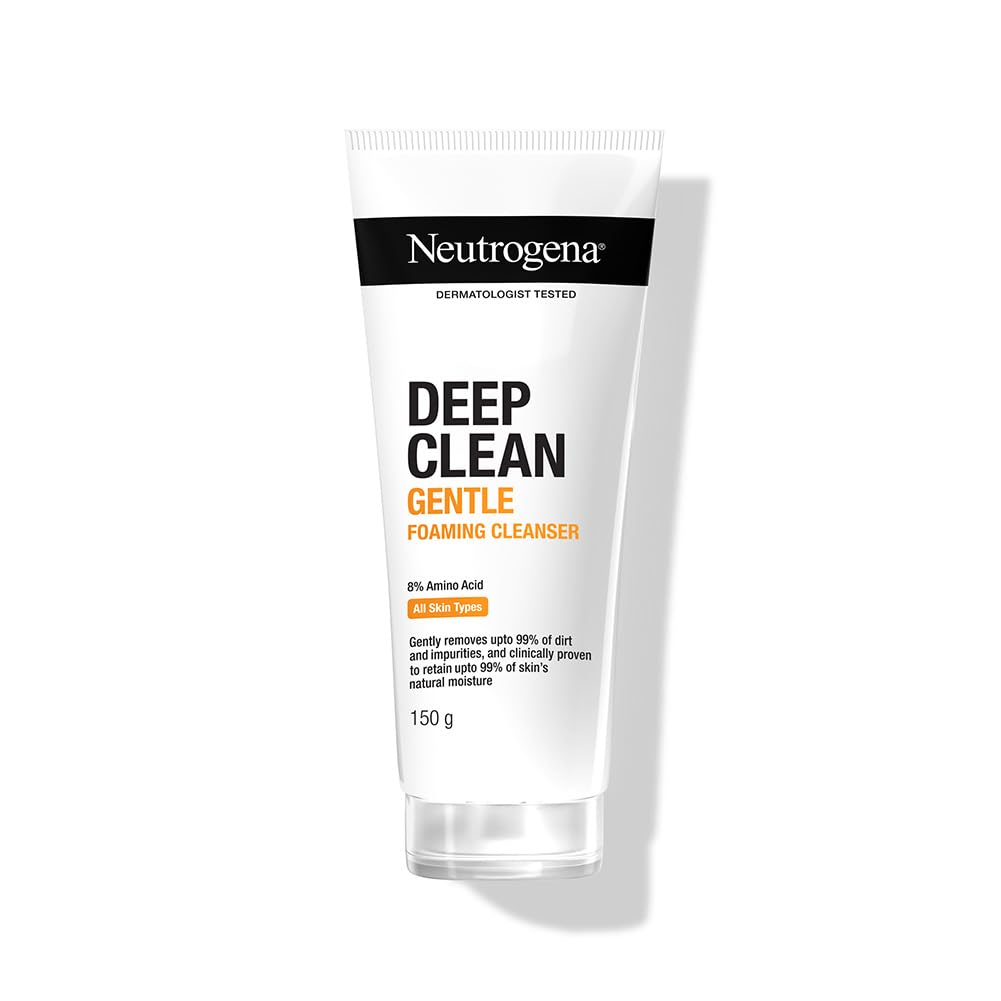 New & upgraded Neutrogena Deep Clean Foaming Cleanser | Hydrating, non drying | Gentle Formula | Skin pH Friendly | Anti pollution facewash, removes PM 2.5 | Daily Cleansing | 150g