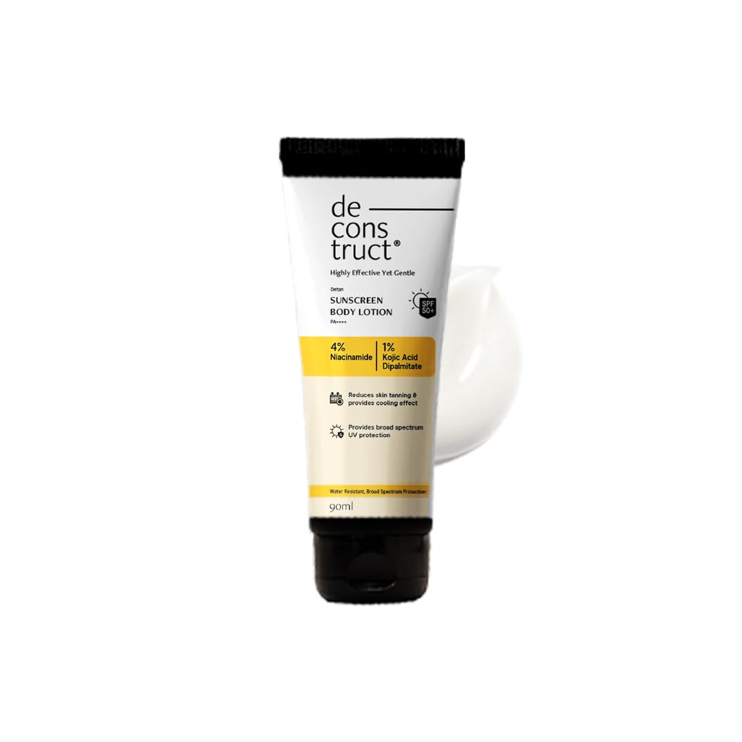 Deconstruct Detan Sunscreen Body Lotion SPF 50 PA++++ | Broad Spectrum UVA and UVB Protection | 90 ml