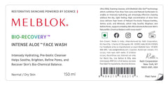 Melblok Bio-Recovery Intense Aloe™ Face Wash 150 ml | For Normal, Dry & Sensitive Skin| Hydrating, Non-Drying Prebiotic Face Cleanser with Niacinamide & Panthenol