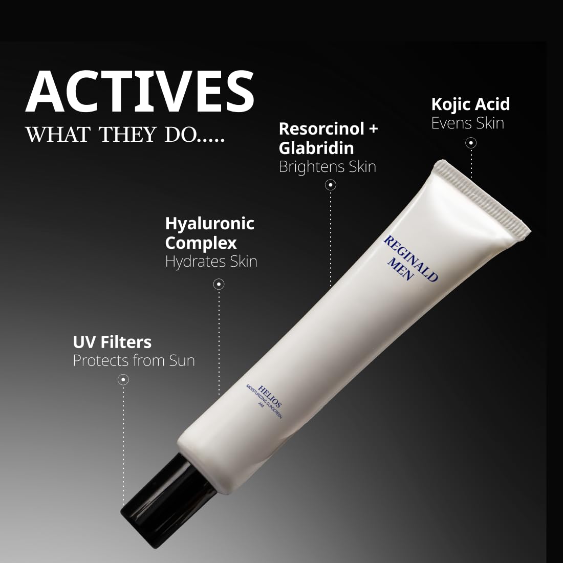Reginald Men SPF 50+ PA++++ Sunscreen (30g) | Broad Spectrum UVA/UVB Protection | Brightening & Hydrating | Lightweight, Oil-Free & Non-Sticky | Daily Sun Protection for Men (Pack of 1,30G)
