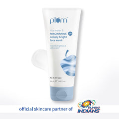 Plum Simply Bright 2% Niacinamide Face Wash With Rice Water | Brightens Skin, Helps Fade Blemishes | Softens & Smoothens Skin | Gentle & Non-Drying | Women & Men | 100% Vegan | 50 ml