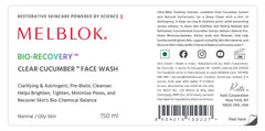 Melblok Bio-Recovery Clear Cucumber Face Wash 150ml | For Oily & Combination Skin| Oil Control, Pore Cleansing & Non-Drying Prebiotic Face Cleanser with Niacinamide