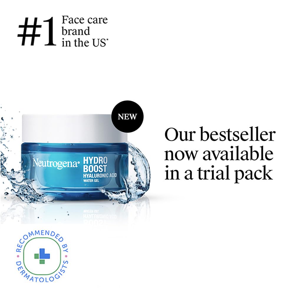 Neutrogena Hydro Boost Hyaluronic Acid Face Moisturizer | Oil‑Free Water Gel | 24H Hydration | Non‑Sticky & Fast Absorbing | For All Skin Types | Men & Women | 13 g