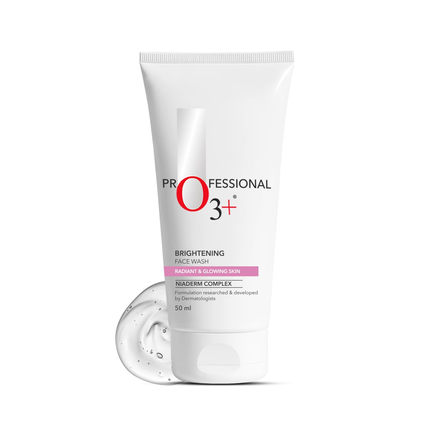 O3+ Brightening Face Wash for Glowing Skin | Removes Tan & Dullness | Niacinamide, Aloe & Cucumber | Soap-Free, Hydrating Cleanser for Men & Women, 50 ml