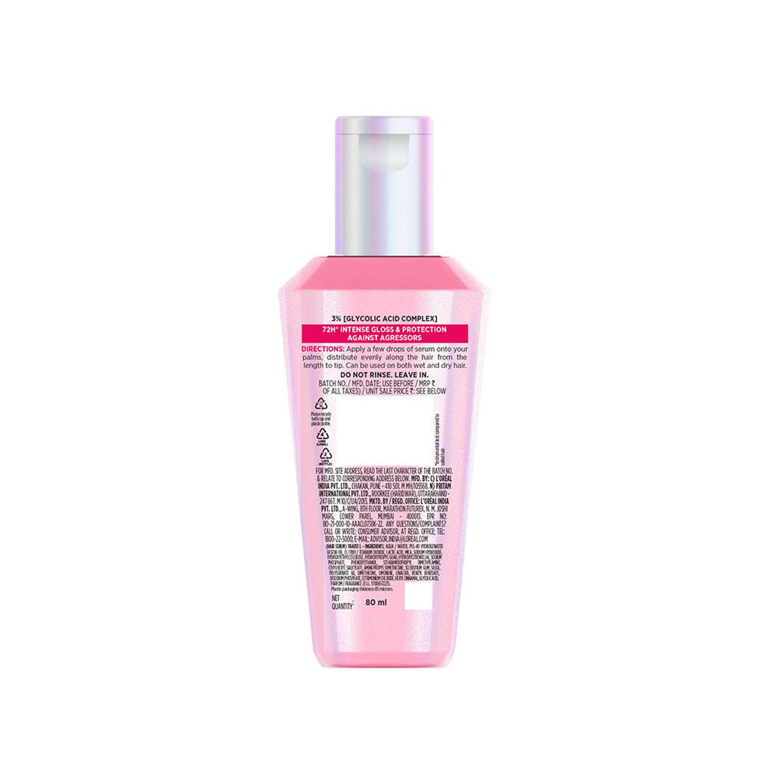 L'Oreal Paris Glycolic Gloss Serum - Glycolic Acid 72H Shine - 80ml
