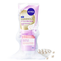NIVEA Luminous Pearl Rucinol - Bubble Foaming Face Wash for Brighter Glow, 100 ml | Cleanses, Brightens, Unclogs Pores & Hydrates | Removes Make Up | For oily, dry & sensitive skin | Men & women
