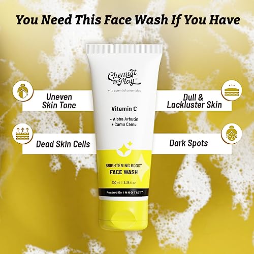 Chemist at Play 30x Vitamin C Face Wash | Cleans Oil & Dirt | Fades Dark Spots | Improves Radiance | For All Skin Types | For Men & Women | Vegan | SLS & Paraben Free | 100 ml