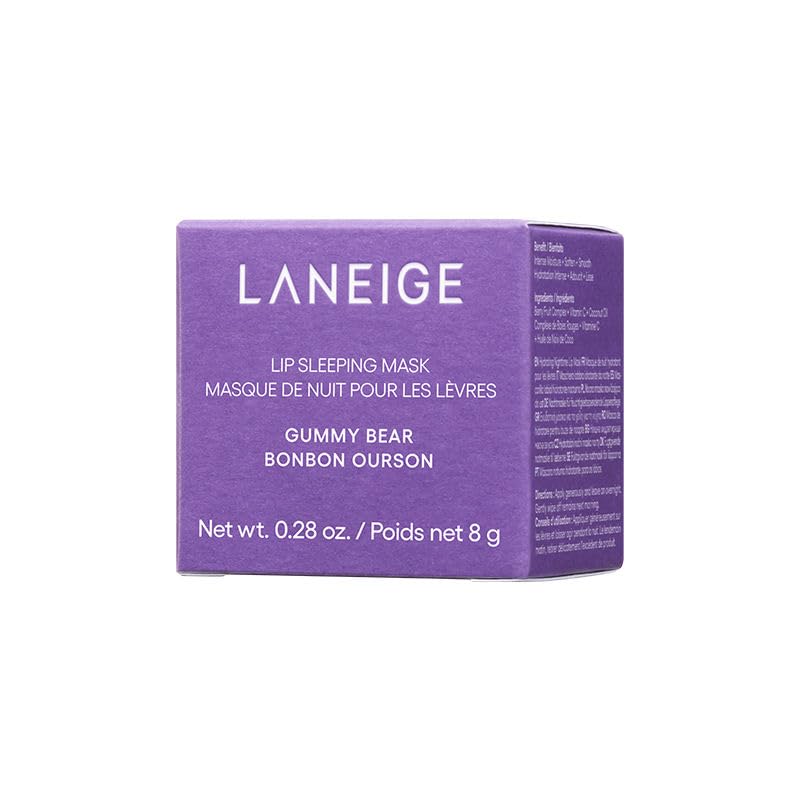 LANEIGE Lip Sleeping Mask | Moisturizing Lip Treatment with Vitamin C + Shea Butter for Soft Hydrated Lips | Overnight Repair | Lip Balm For Dry Chapped Lips| Lasting Hydration | Gummy Bear |8Gm
