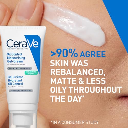 CeraVe Oil Control Gel Cream lightweight Moisturizer for Oily & Combination Skin with Ceramides, Hyaluronic Acid & Niacinamide | Dermatologist Recommended (52ml)