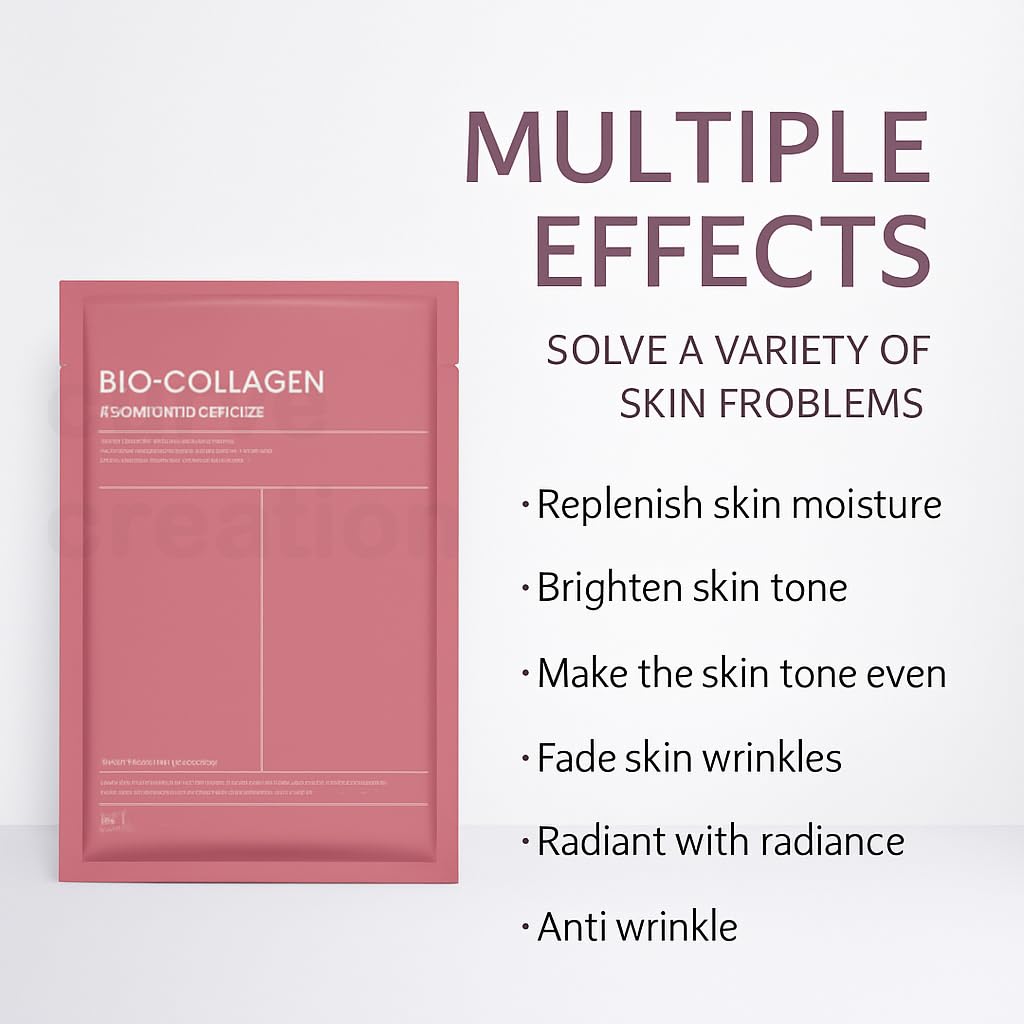CURVE CREATION Bio Collagen Deep Collagen Night Mask Hydrating Overnight Hydrogel Korean Glass Skin Mask For Deep Hydration Wrapping Peel Off Facial Mask Pack (Pack of 4)