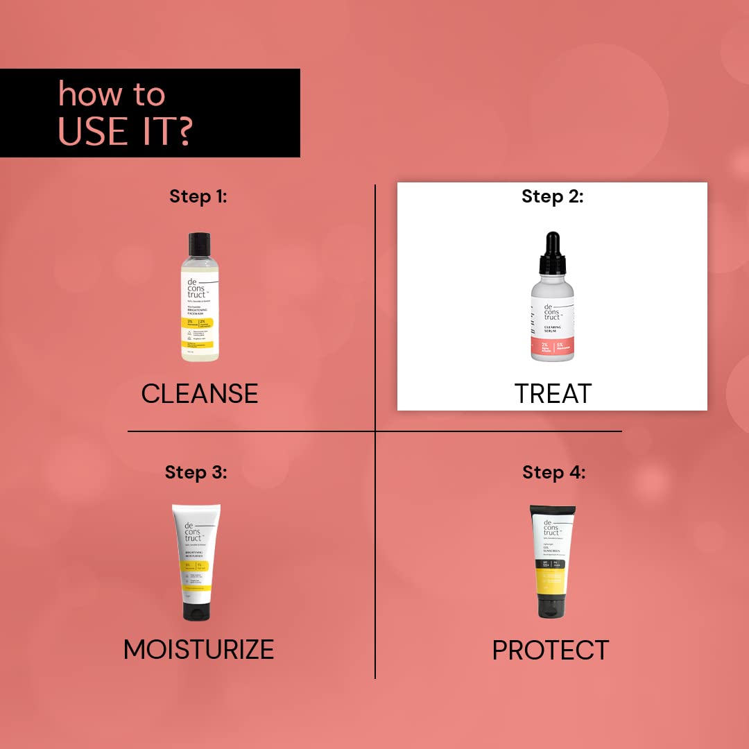 Deconstruct 5% Niacinamide Face Serum | + 2% Alpha Arbutin Face Serum | Clearing Serum for Pigmentation, Acne Marks, Dark Spots, Tanning | For Oily & Sensitive Skin | 30ml