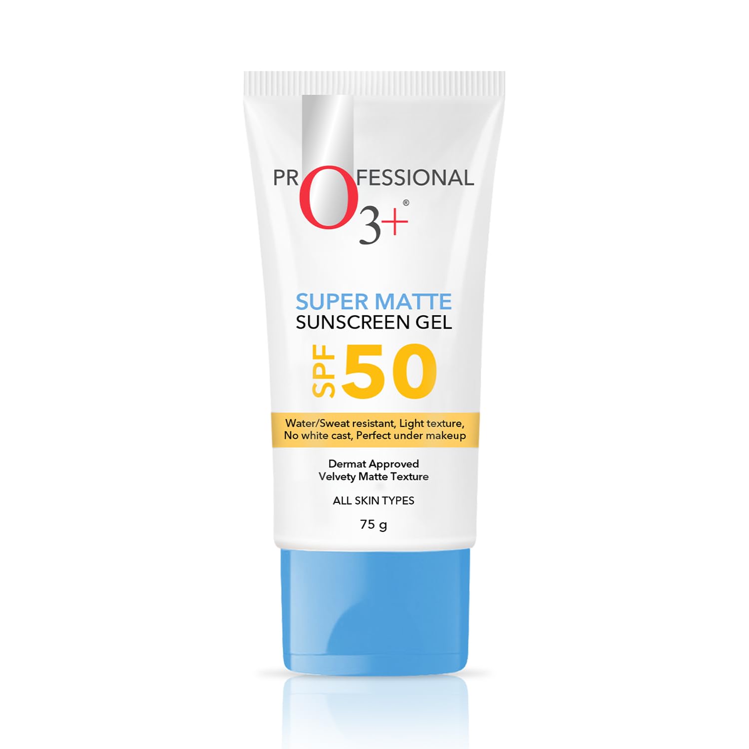 O3+ Super Matte Sunscreen Gel SPF 50 PA ++++ With Niacinamide & Hyaluronic acid Suitable for Normal, Oily and Acne Prone skin for Women and Men | 75g
