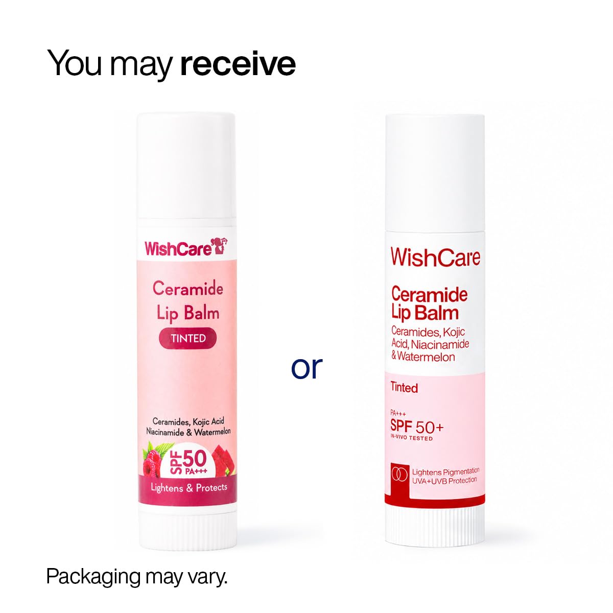 WishCare Tinted Lip Balm SPF 50 PA++++ | Brightening Lip Balm for Dark Lips | In-Vivo Tested | Kojic Acid & Niacinamide | For Women | 5g (packaging may vary)