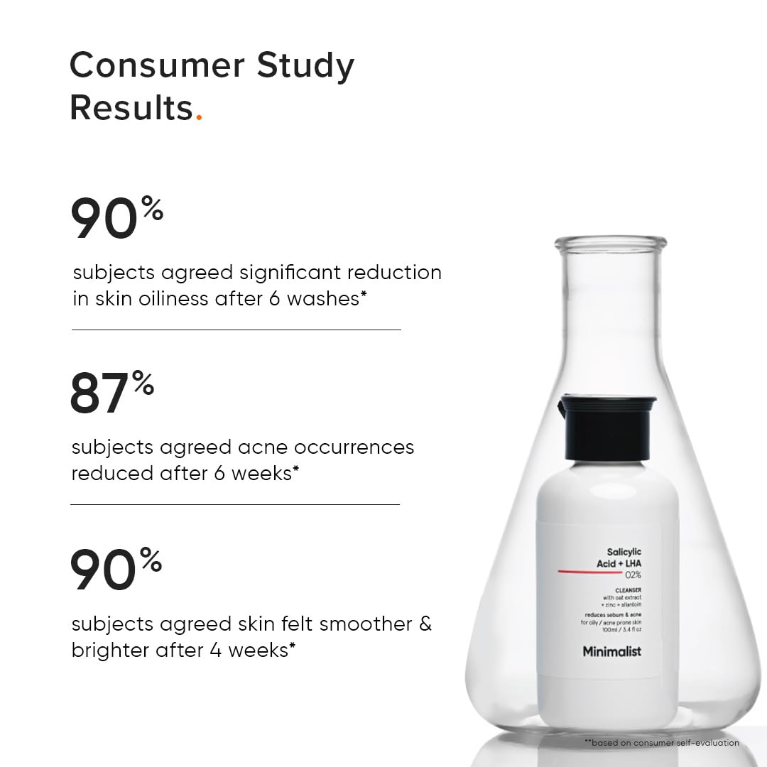 Minimalist Anti-Acne Salicylic Acid 2% Face Wash For Oily & Acne Prone Skin | With LHA for Pore Cleansing, Oil Control & Sebum Regulation | Cleanser for Women & Men | 100 ml