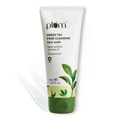 Plum Green Tea Pore Cleansing Face Wash for Oily, Acne Prone, Dry & Combination Skin | with Glycolic Acid | Fight Pimples & Control Excess Oil | Gentle Exfoliating & Non-Drying | Women & Men | 50ml