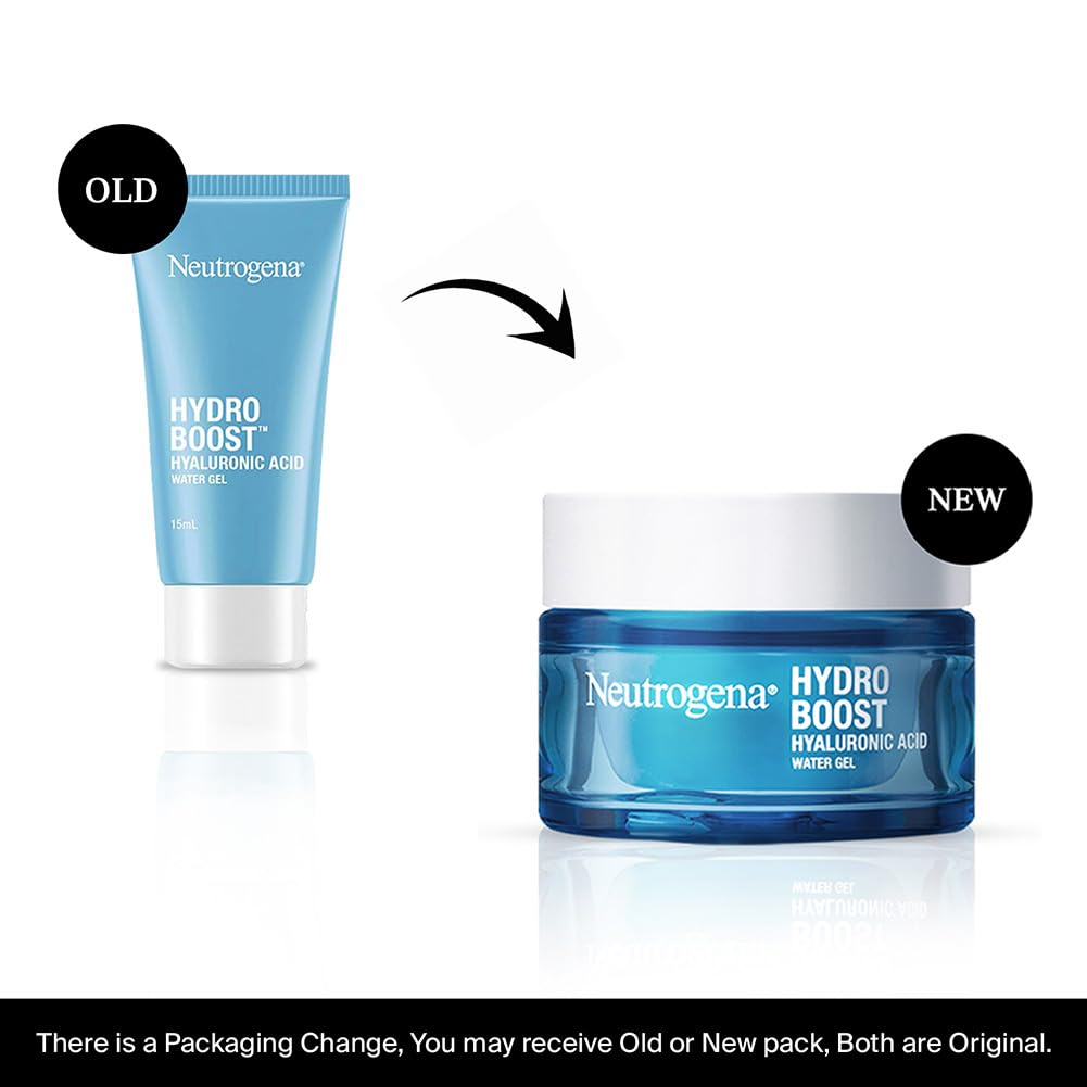 Neutrogena Hydro Boost Hyaluronic Acid Face Moisturizer | Oil‑Free Water Gel | 24H Hydration | Non‑Sticky & Fast Absorbing | For All Skin Types | Men & Women | 13 g