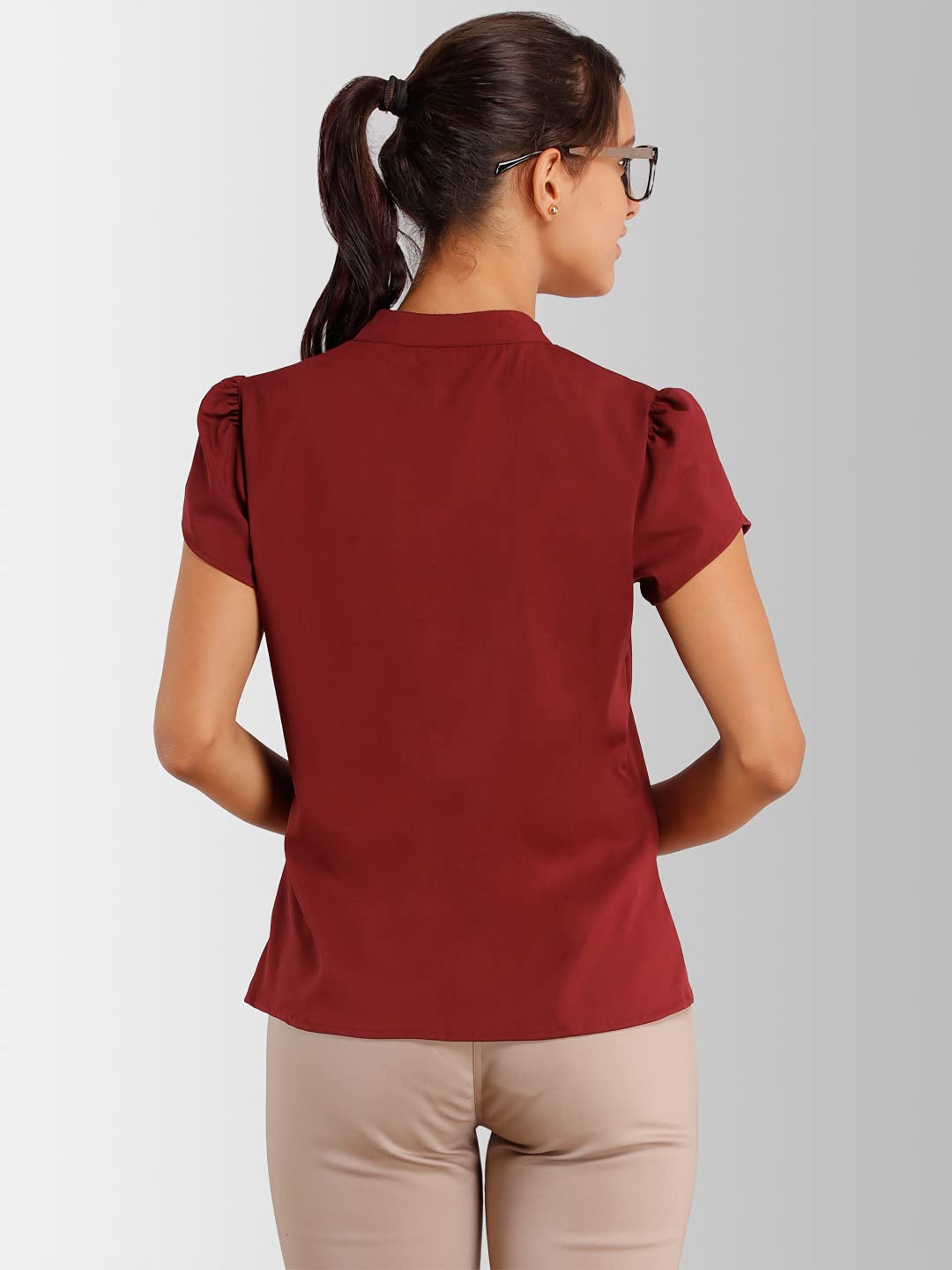 FableStreet Women Maroon Solid Top