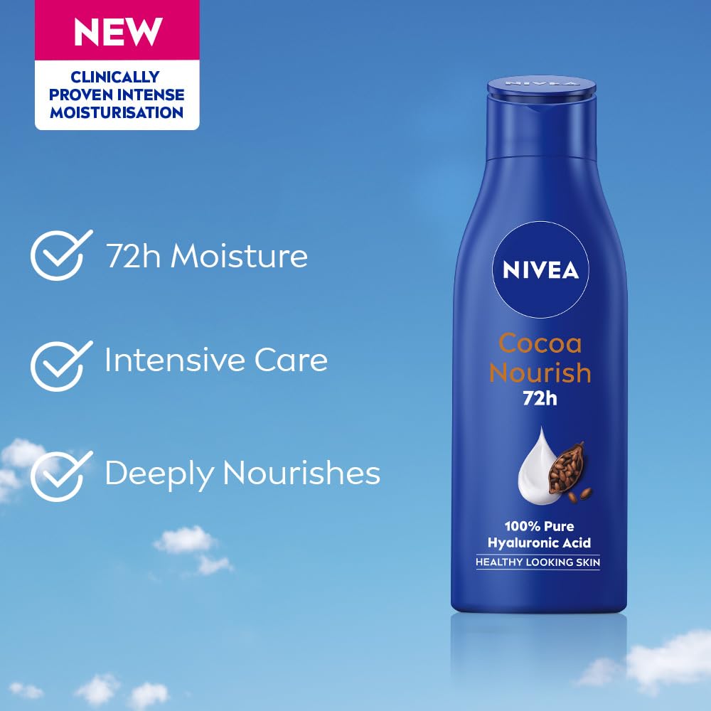 NIVEA Cocoa Nourish 200ml Body Lotion with Deep Moisture Serum| 48 H Moisturization | With Cocoa Butter & Coconut Oil | Non Greasy & Healthy Looking Skin |For Very Dry Skin