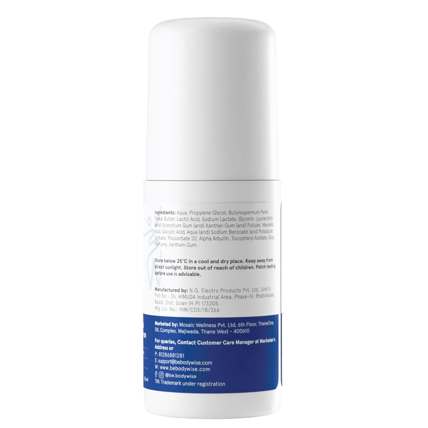 Be Bodywise 4% AHA BHA Underarm Roll On Deodorant | Watermelon Fragrance | With 1% Mandelic Acid, 2% Lactic Acid & Alpha Arbutin | Prevents Body Odour, Fades Pigmentation for Even Tone & Kills Bacteria | Alcohol & Aluminum Free | 50ml
