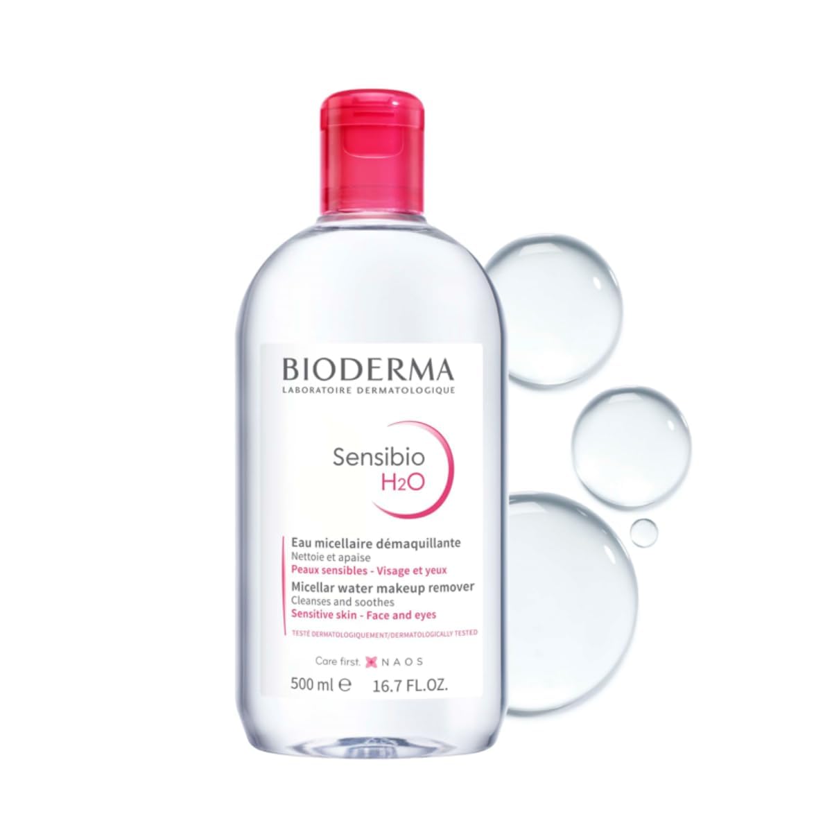 Bioderma Sensibio H2O Daily Soothing Cleanser, Make up Pollution & Impurities Remover Face Eyes Sensitive skin, 500ml