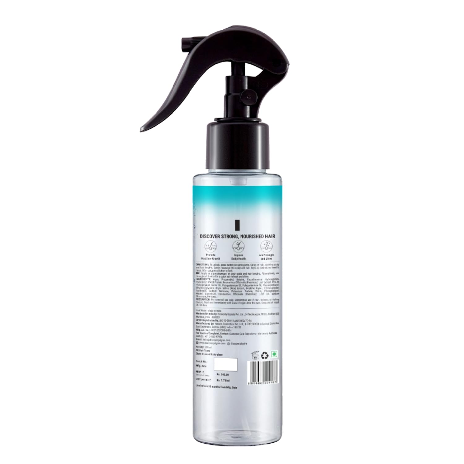 Pilgrim Korean Black Rice and Rosemary Water Spray With Biotin For Strong, Nourished Hair 200ml | Spray for Regrowth | Thicker & Stronger Hair | Sulphate & Paraben Free I For Women for Men