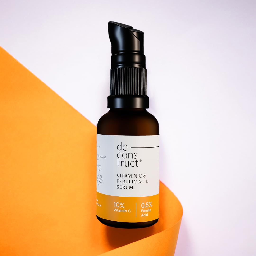 Deconstruct 10% Non-Irritating Vitamin C Face Serum For Glowing Skin|10% Vitamin C + 0.5% Ferulic Acid|Water Based Serum|Highly Stable Vitamin C Face Serum For Women And Men|Beginner Friendly|30 Ml