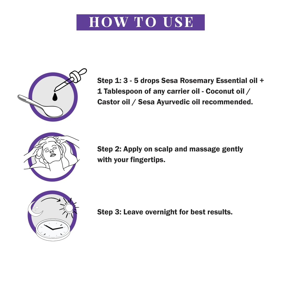 Sesa Rosemary Essential Oil For Hair Growth Nourishes Skin | Hair Fall Control | Women and Men 100% Pure & Natural Rosemary Oil |15 ml