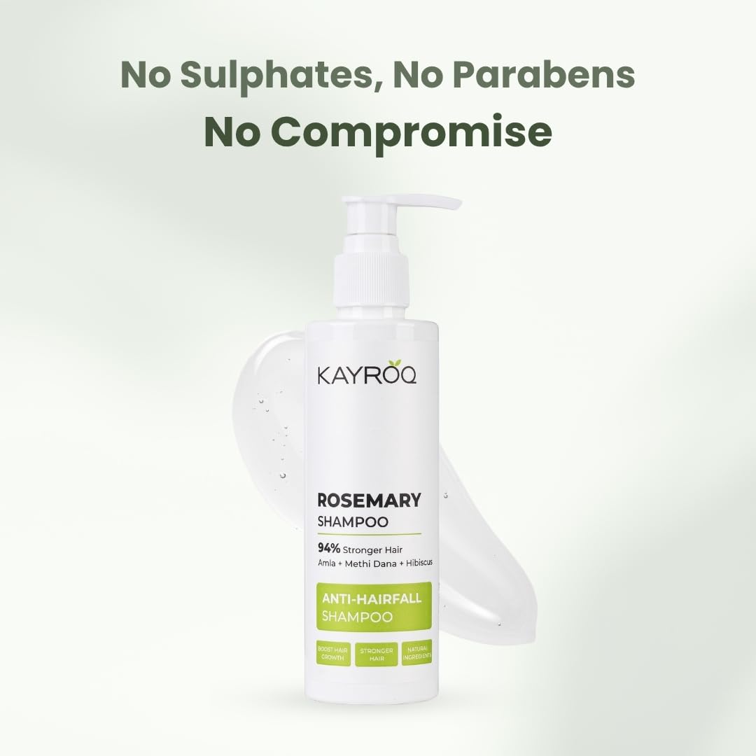 KAYROQ Rosemary Shampoo | 94% Stronger Hair | Enriched With Rosemary | Sulfate & Paraben Free | For Men & Women | 200 ML