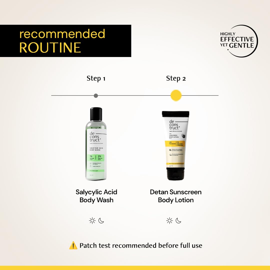 Deconstruct Detan Sunscreen Body Lotion SPF 50 PA++++ | Broad Spectrum UVA and UVB Protection | 90 ml