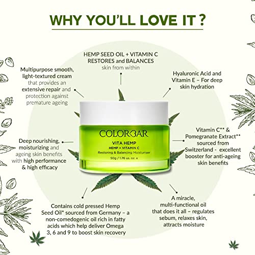 Colorbar Restoring and Balancing Moisturizer | Lightweight| Anti Aging |Green Tea | Hyaluronic Acid |Vitamin C| 50g