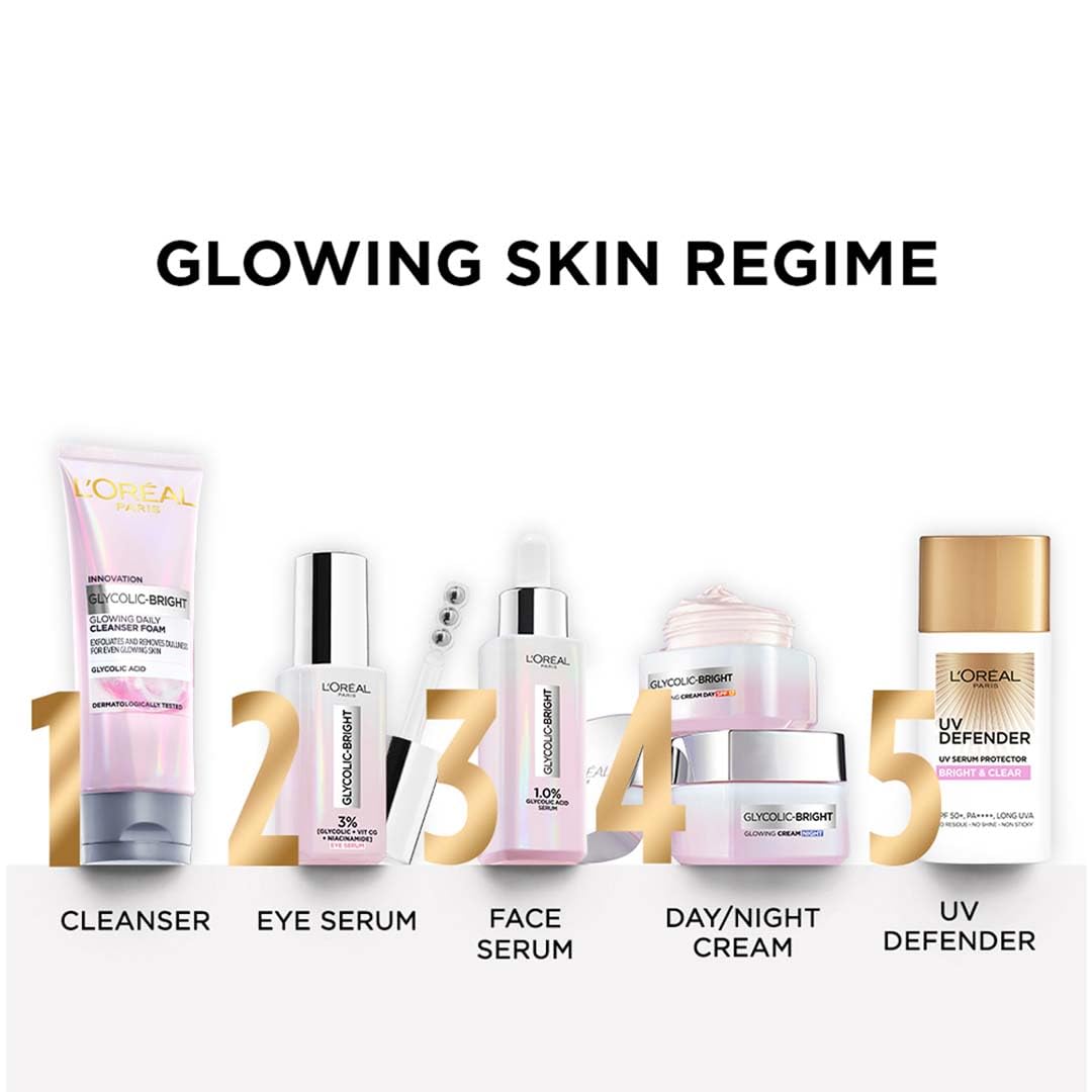 L'Oréal Paris Glycolic Bright Daily Foaming Face Cleanser, 100ml